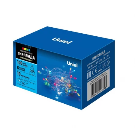 Гирлянда LED ULD-S1000-100/DTA MULTI IP20 10м. 100 диодов разноцвет. свет провод прозр. Uniel 