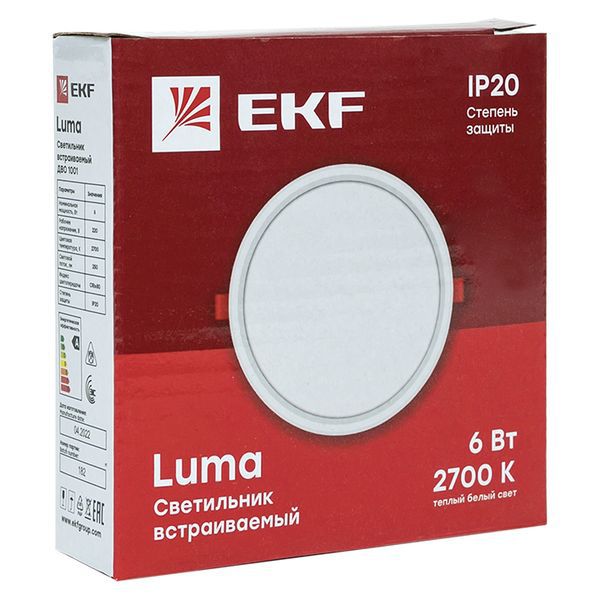Светильник светодиодный ДВО 1001 6Вт 2700К IP20 встраив. Basic EKF 